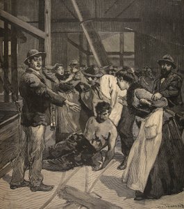 Explosão Firedamp nas Minas em Saint-Etienne, de &39;Le Petit Parisien&39;, 20 de dezembro de 1891